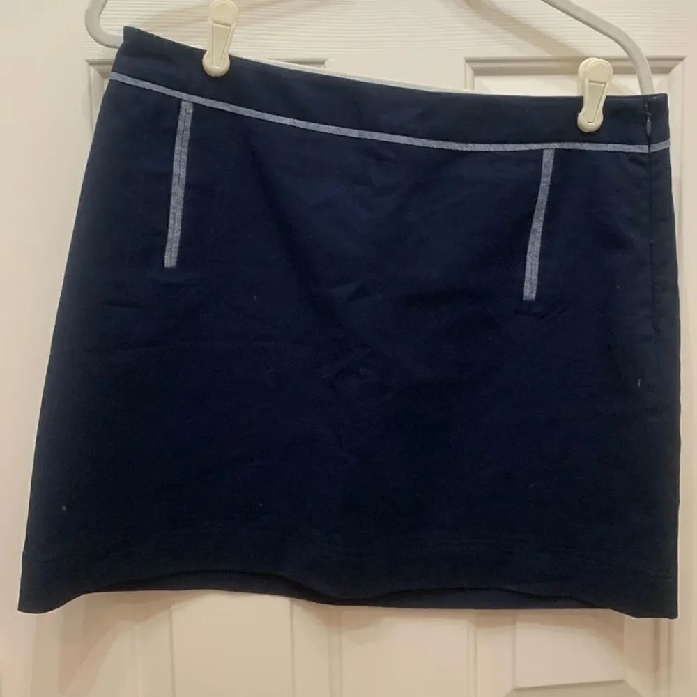 The Limited Size 12 Navy Blue White Side Zipper Lined Mini New Cotton Spandex